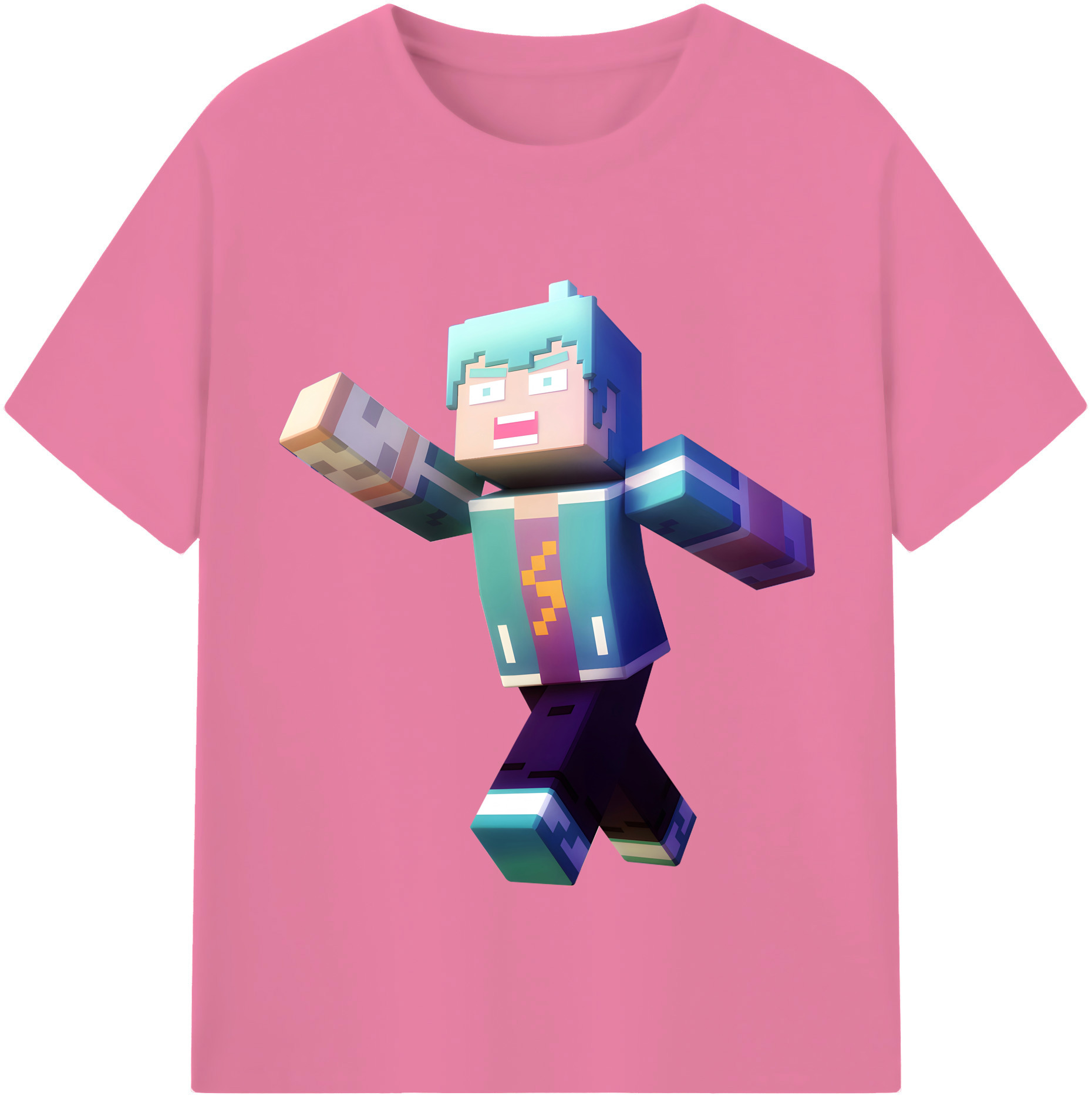 （画像用） マインクラフト ブロックの世界 Minecraft MC Block world 綿100％半袖Tシャツ（フロントプリント）